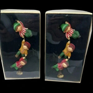 Hallmark elfin antics 1980 christmas ornament set of 2